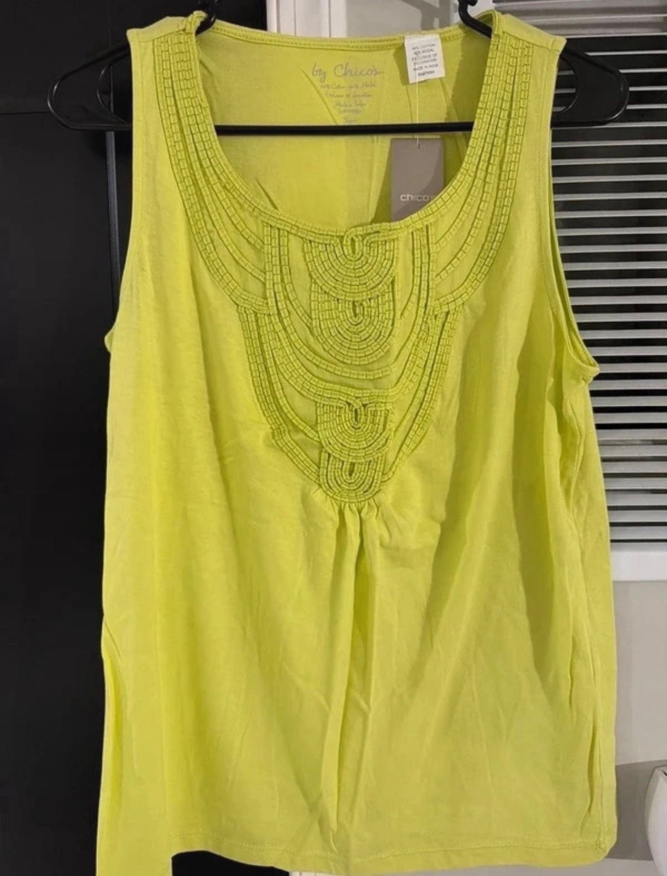 by Chico's Yellow Embroidered Tank Top Size 0 2