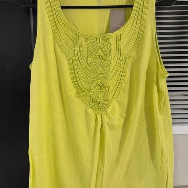 by Chico's Yellow Embroidered Tank Top Size 0