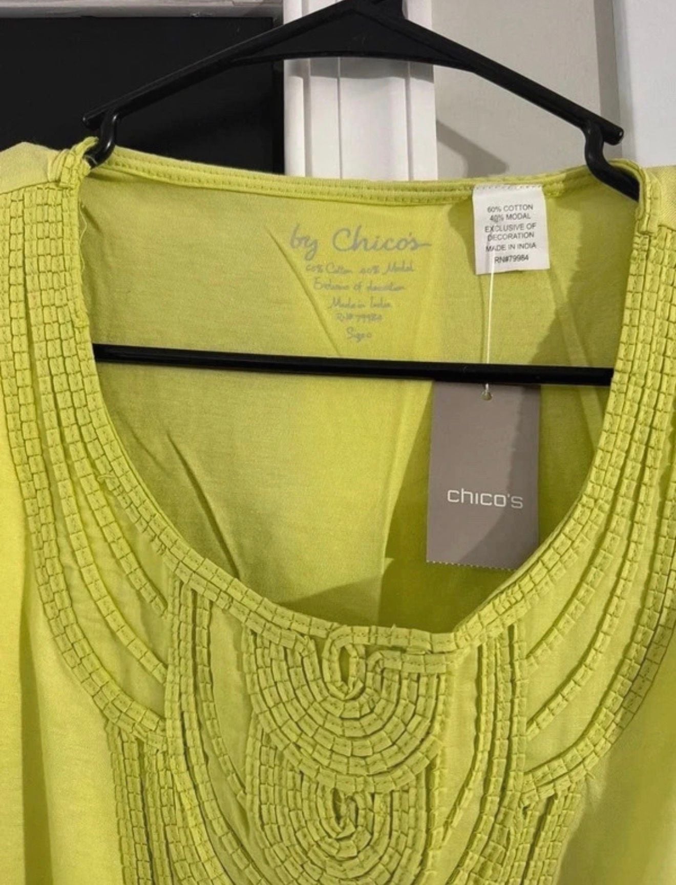 by Chico's Yellow Embroidered Tank Top Size 0 4
