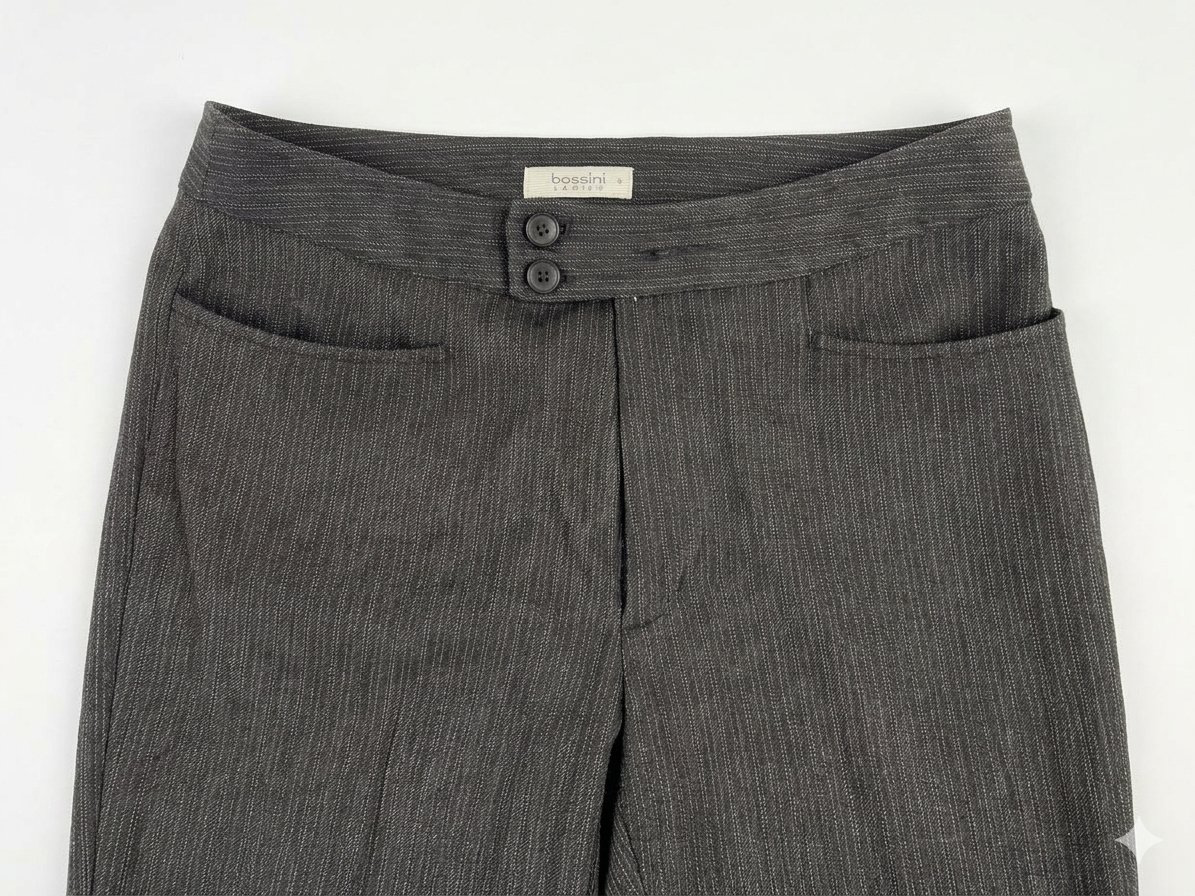 Bossini Striped Trousers Size 9 Black Gray Pinstripe Pants 3