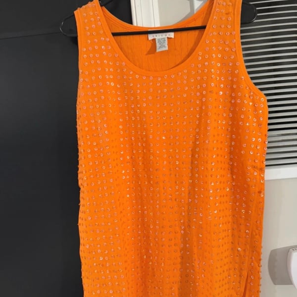 Tricot Orange Sequin Tank Top Size S