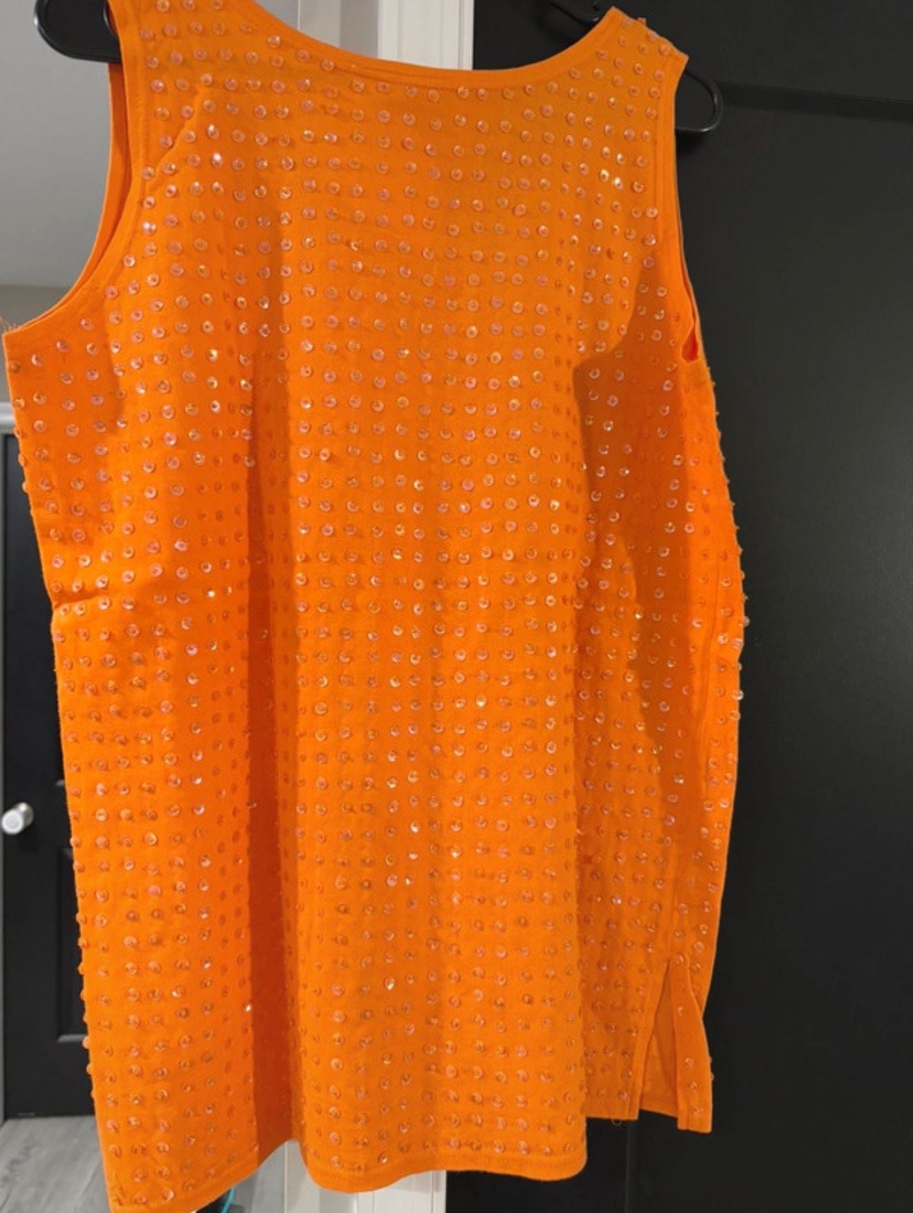 Tricot Orange Sequin Tank Top Size S 3