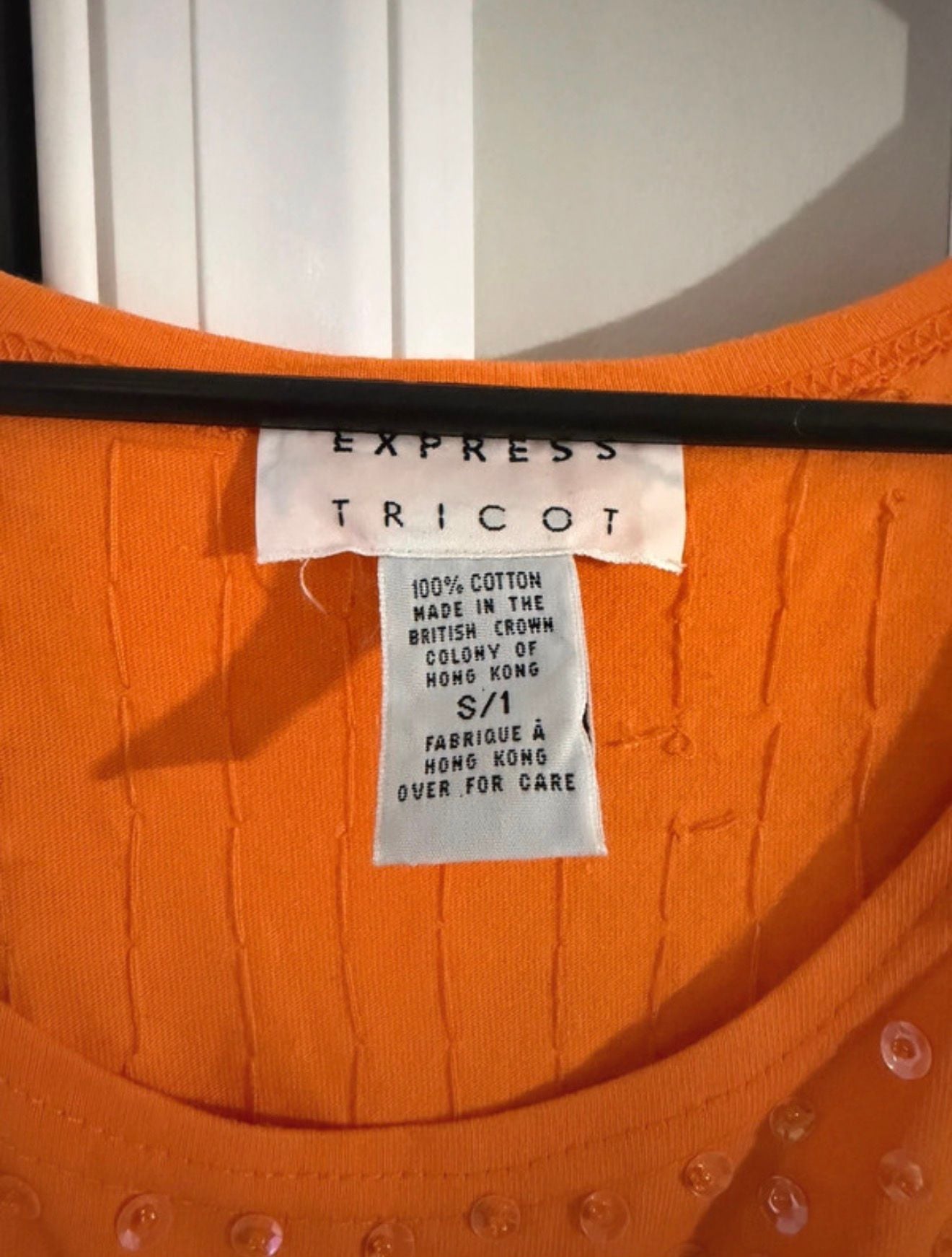 Tricot Orange Sequin Tank Top Size S 5