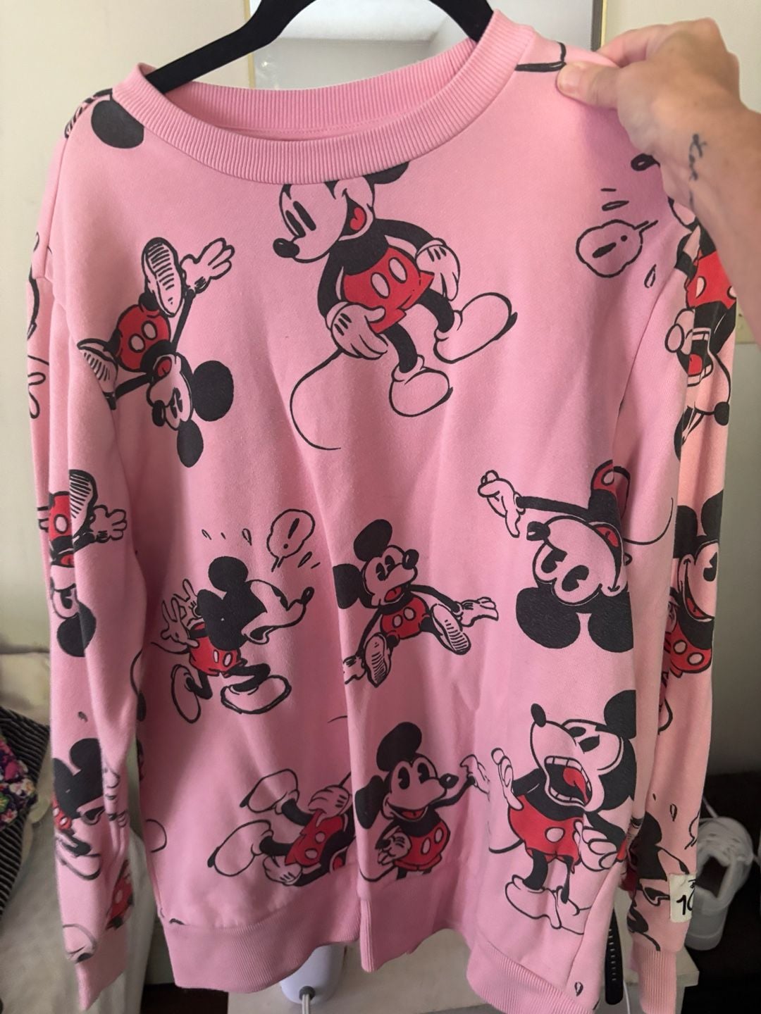 Disney 100 Mickey Mouse Sweatshirt Size SM Pink All Over Print 1