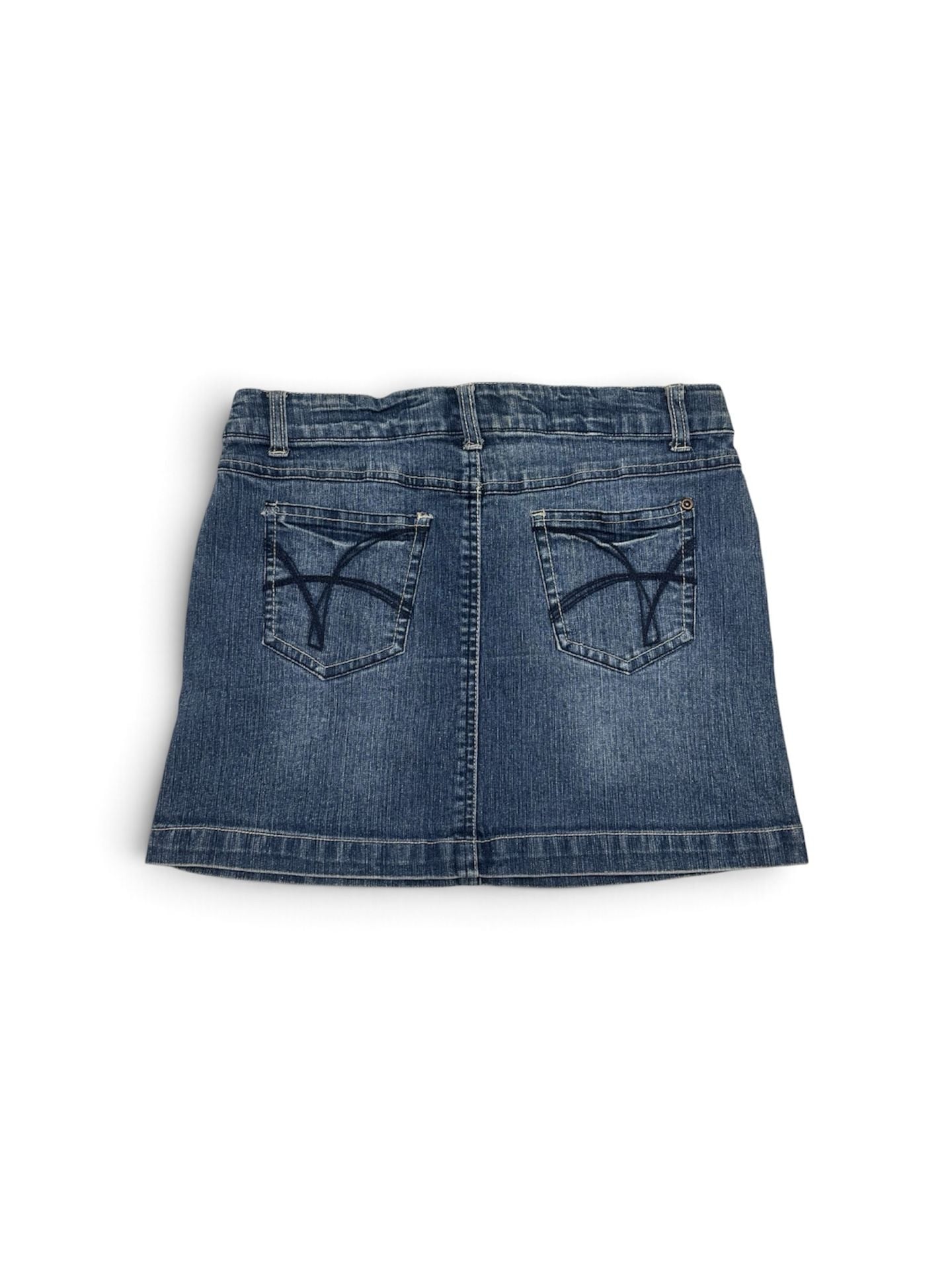 Faded Glory Denim Mini Skirt Size 14 Blue Y2K Zipper Pockets 3