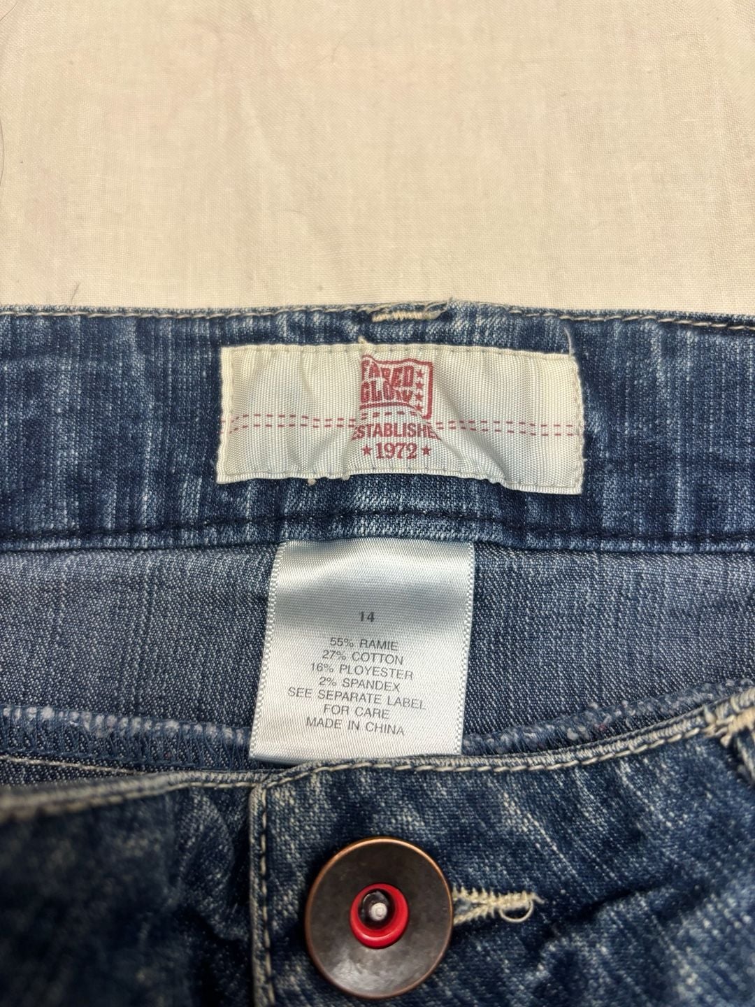 Faded Glory Denim Mini Skirt Size 14 Blue Y2K Zipper Pockets 4