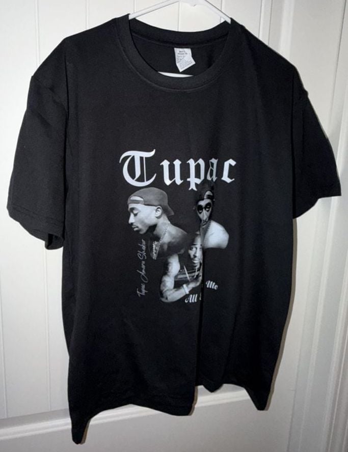 Tupac Graphic Tee Size L Black All Eyez on Me Rap T-Shirt 1