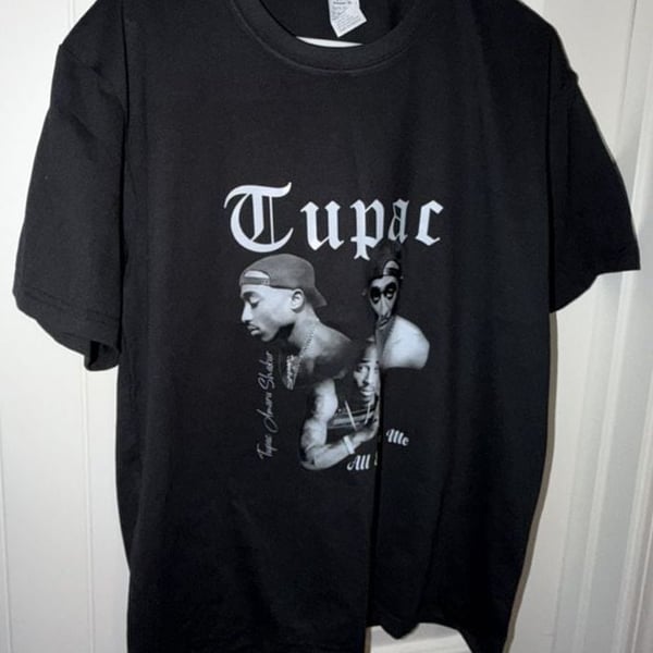 Tupac Graphic Tee Size L Black All Eyez on Me Rap T-Shirt