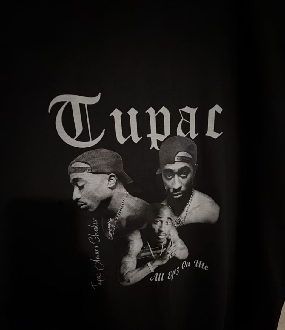 Tupac Graphic Tee Size L Black All Eyez on Me Rap T-Shirt 3