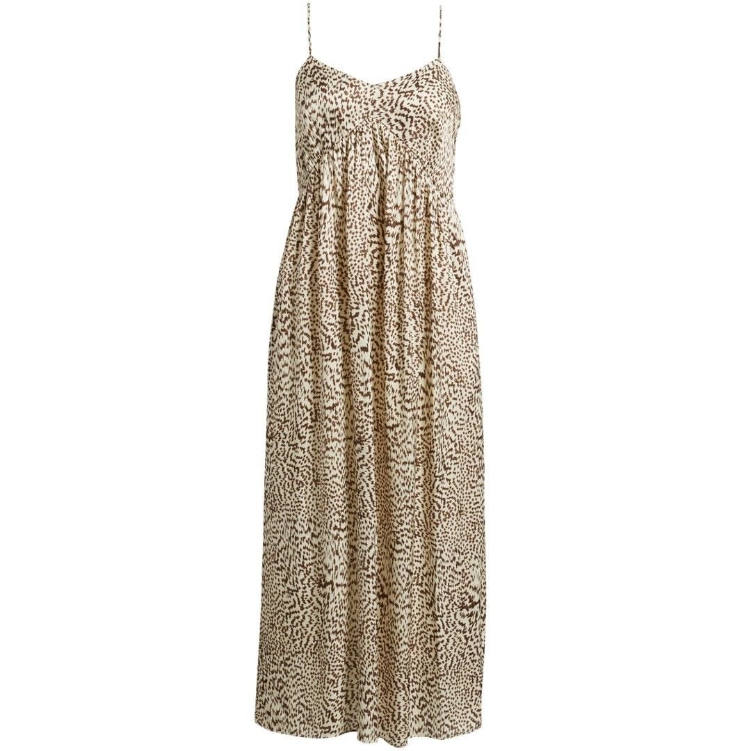 Leopard Print Midi Dress with Gathered Bodice and Thin Straps 3