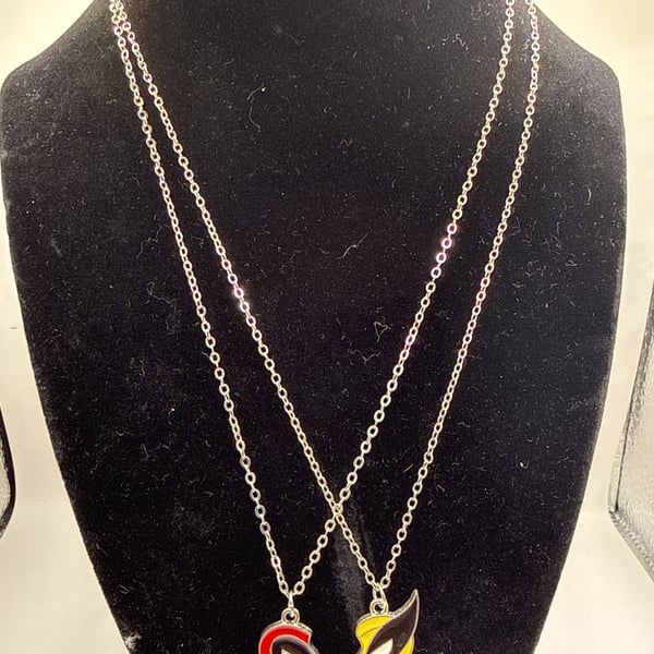 Marvel Deadpool and Wolverine Best Friends Heart Necklace Set
