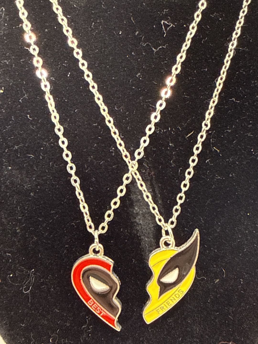 Marvel Deadpool and Wolverine Best Friends Heart Necklace Set 2