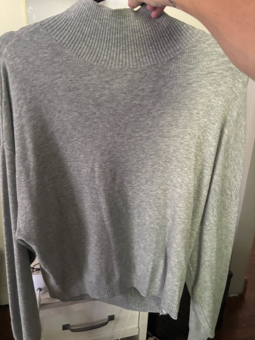 Abercrombie & Fitch Mock Neck Sweater Size L Grey Knit 2