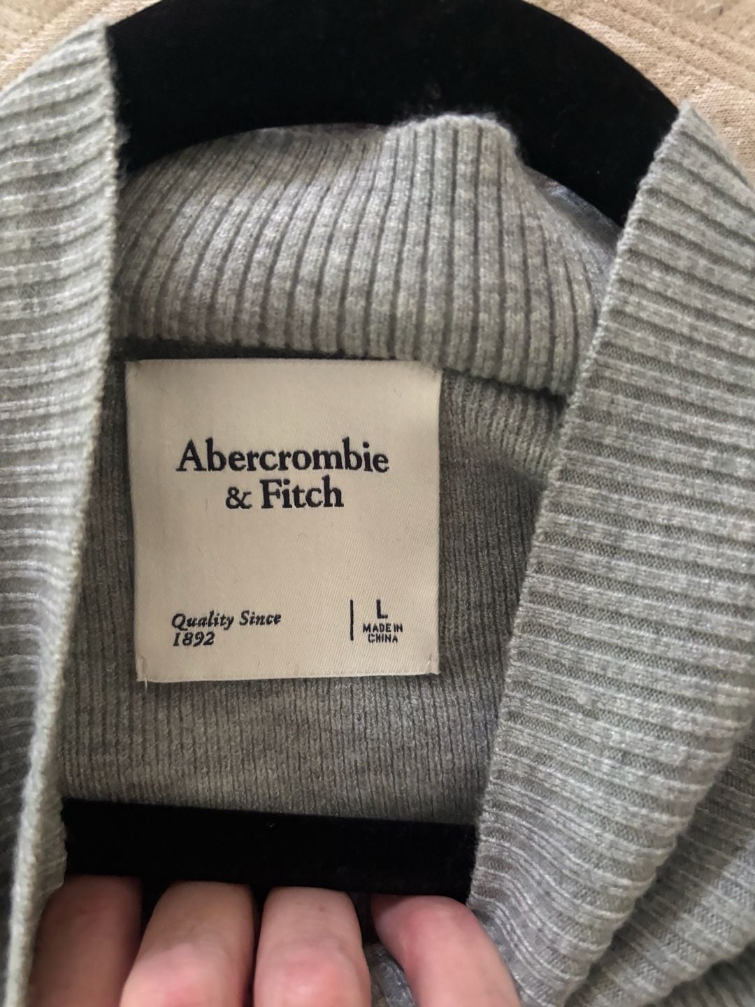 Abercrombie & Fitch Mock Neck Sweater Size L Grey Knit 3