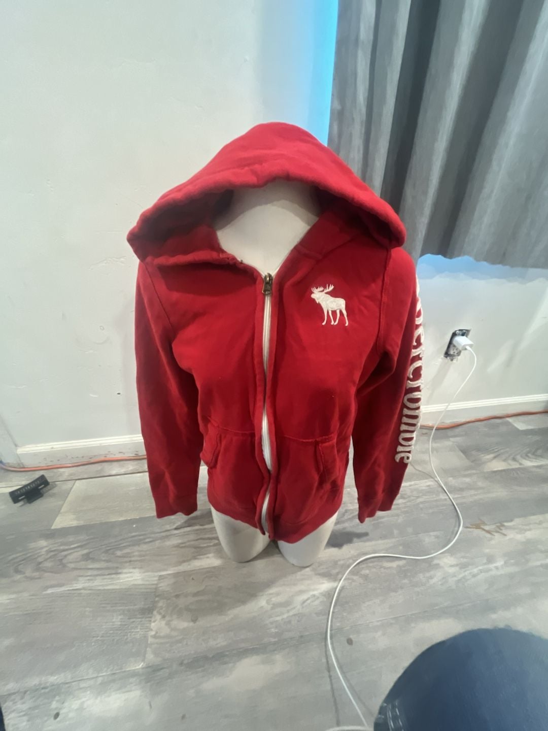Abercrombie Kids Full Zip Hoodie Size XL Red Logo 7