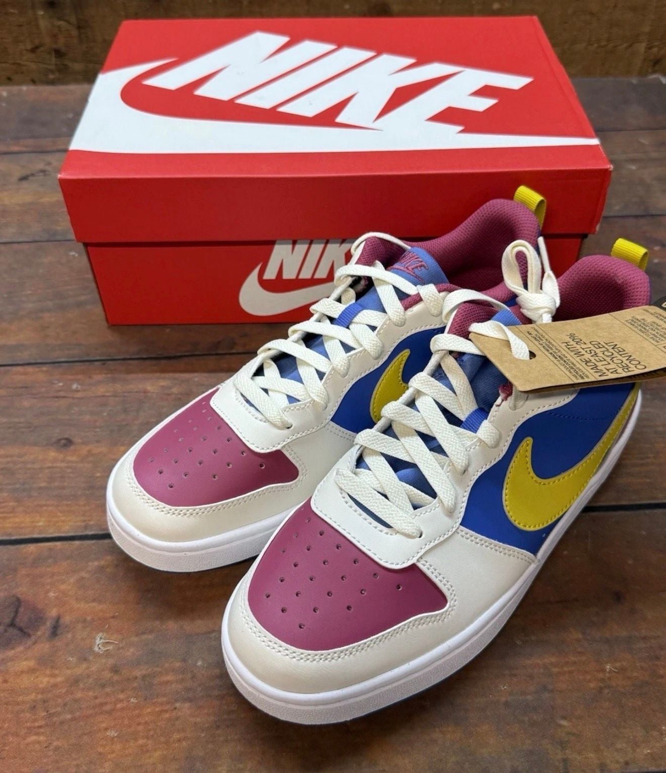 Nike Court Borough Low Recraft Size 6.5Y Sweet Beet Bright Citron 2