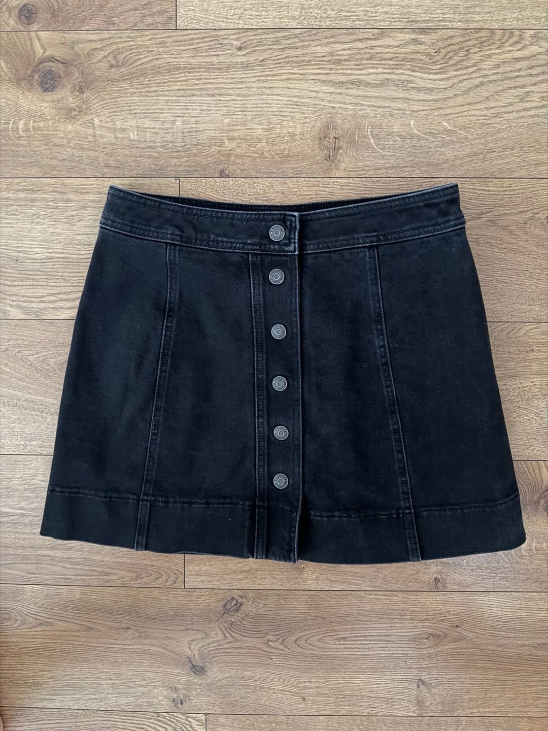 Madewell Snap Front Denim Mini Skirt- Black Wash Women's 2