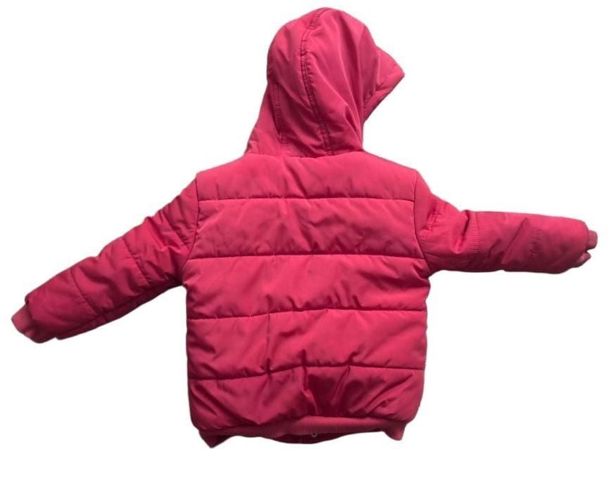Cat & Jack Puffer Jacket Size 4T Pink Striped Hooded Coat 3