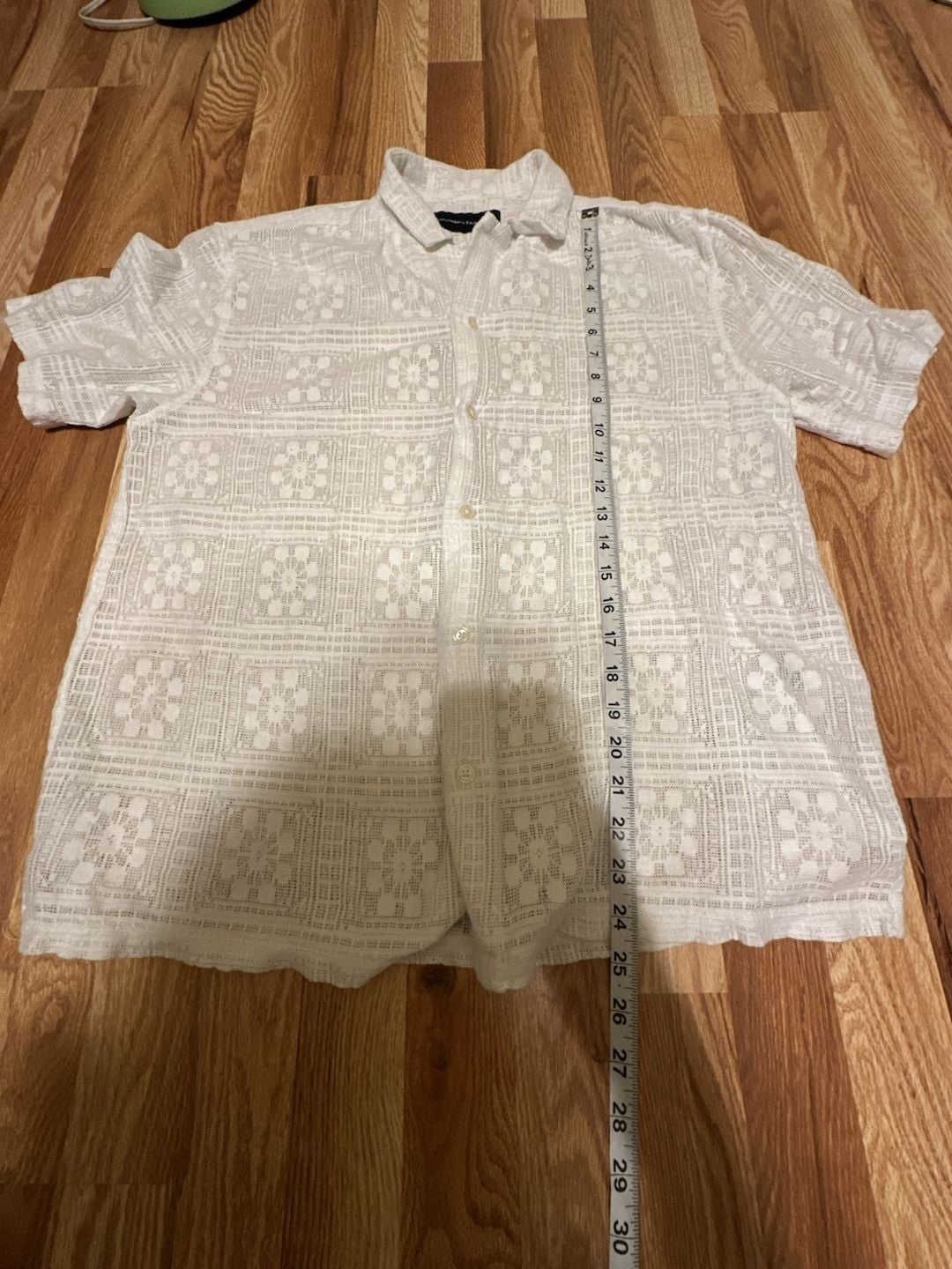 Abercrombie & Fitch White flowy gauze floral camp shirt M 9