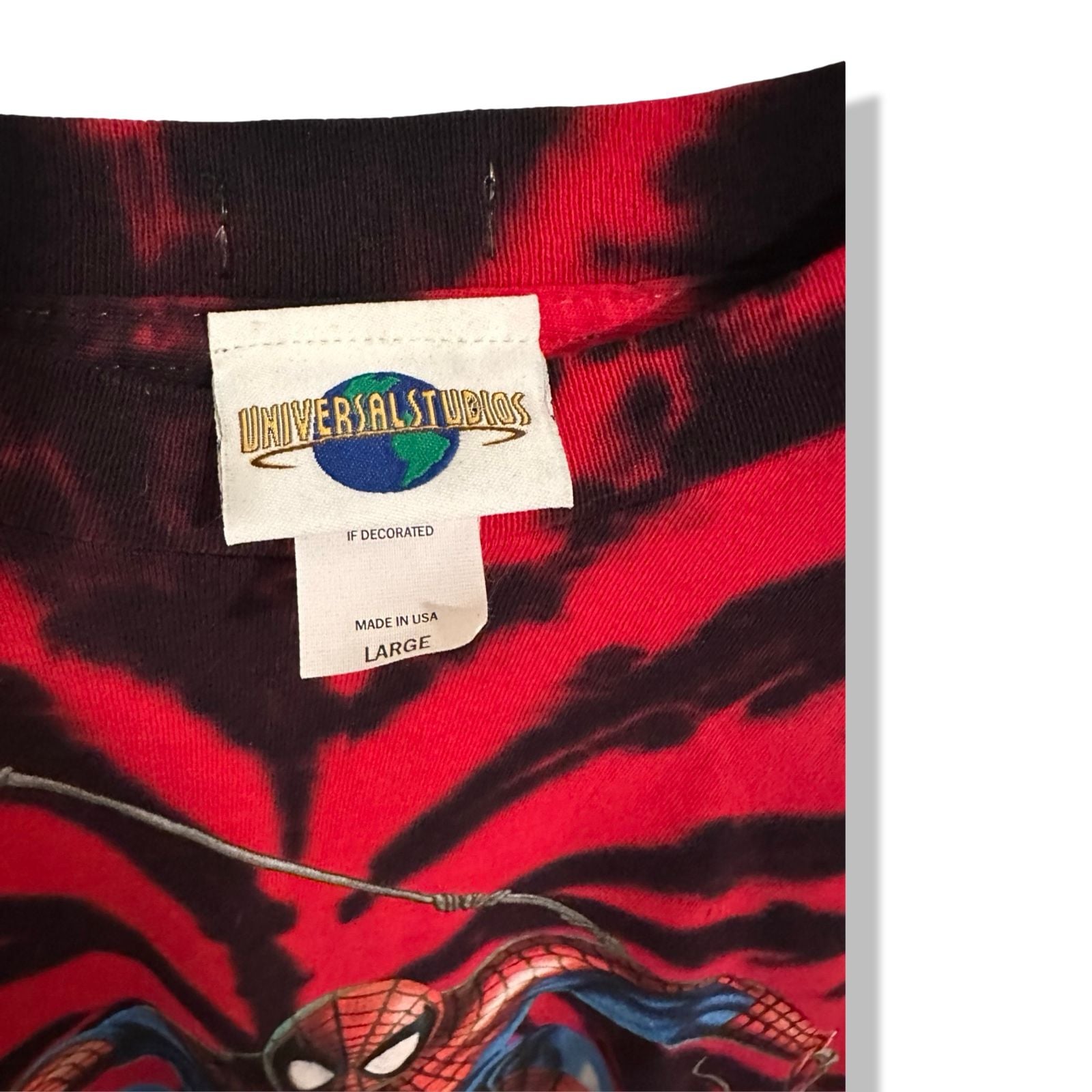 Universal Studios Spider-Man Tie Dye T-Shirt Large Red Black 2