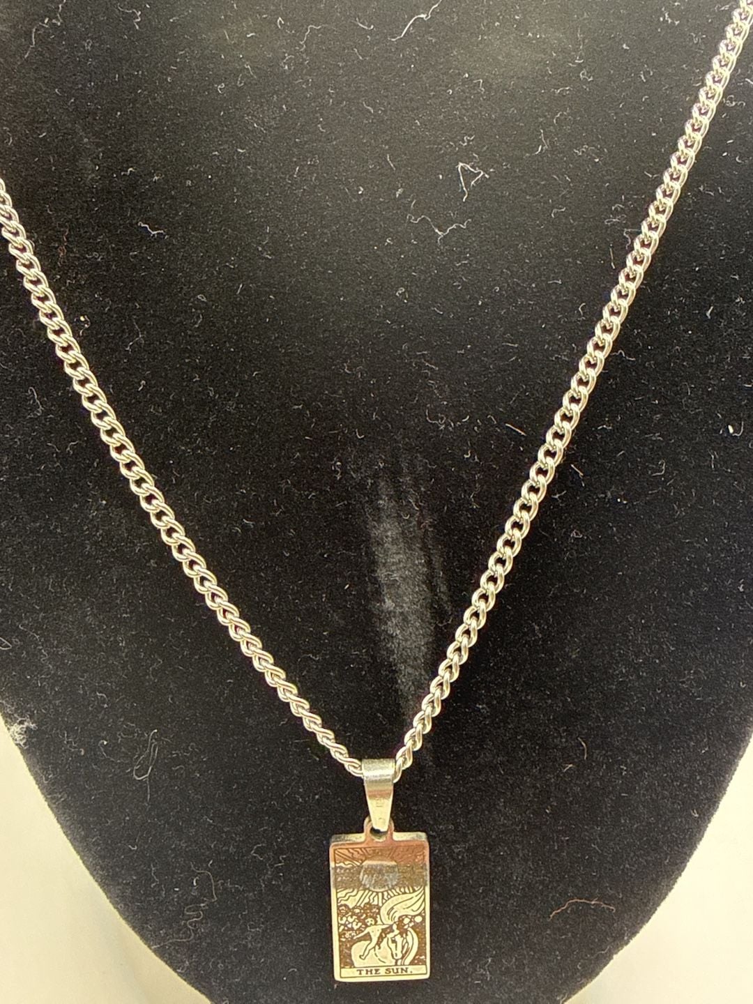The Sun Tarot Card Pendant Necklace Silver Chain 3