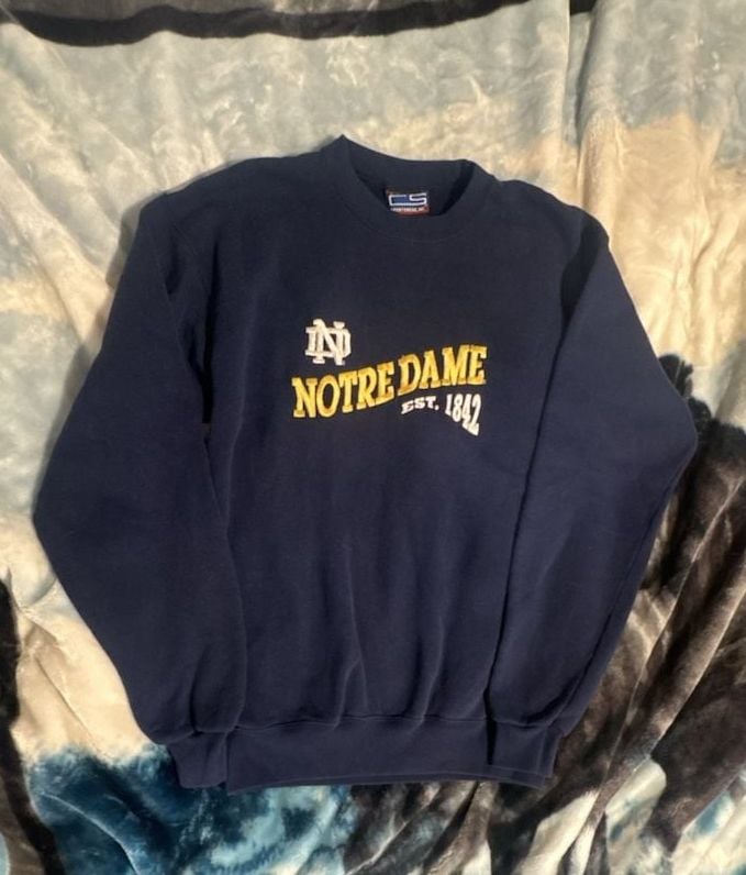 Vintage 90s Crable Sportswear Notre Dame Sweatshirt Navy Blue Crewneck 2