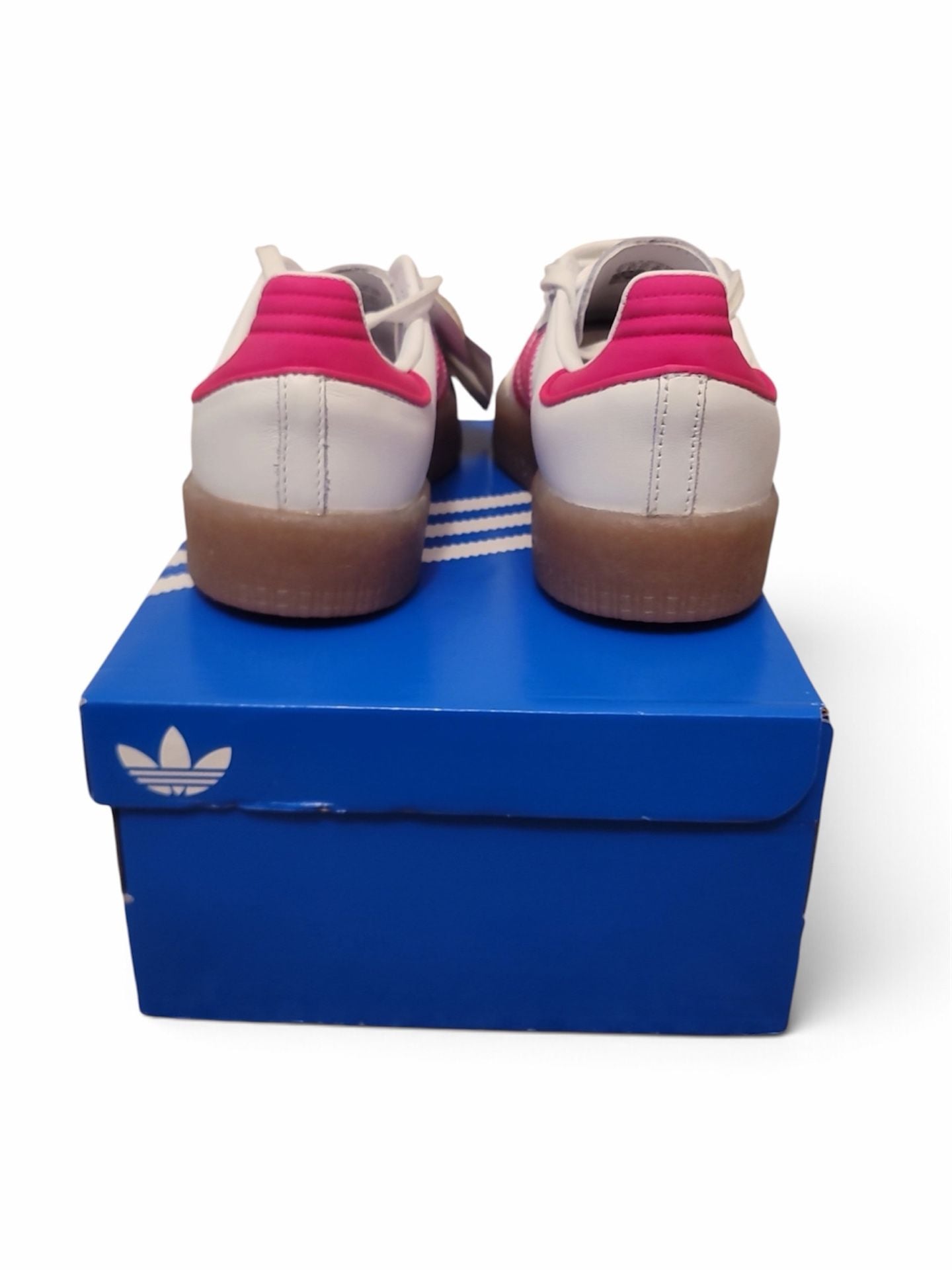 New Adidas Samba J Size 5 Youth White Shock Pink Platform Sneakers 5