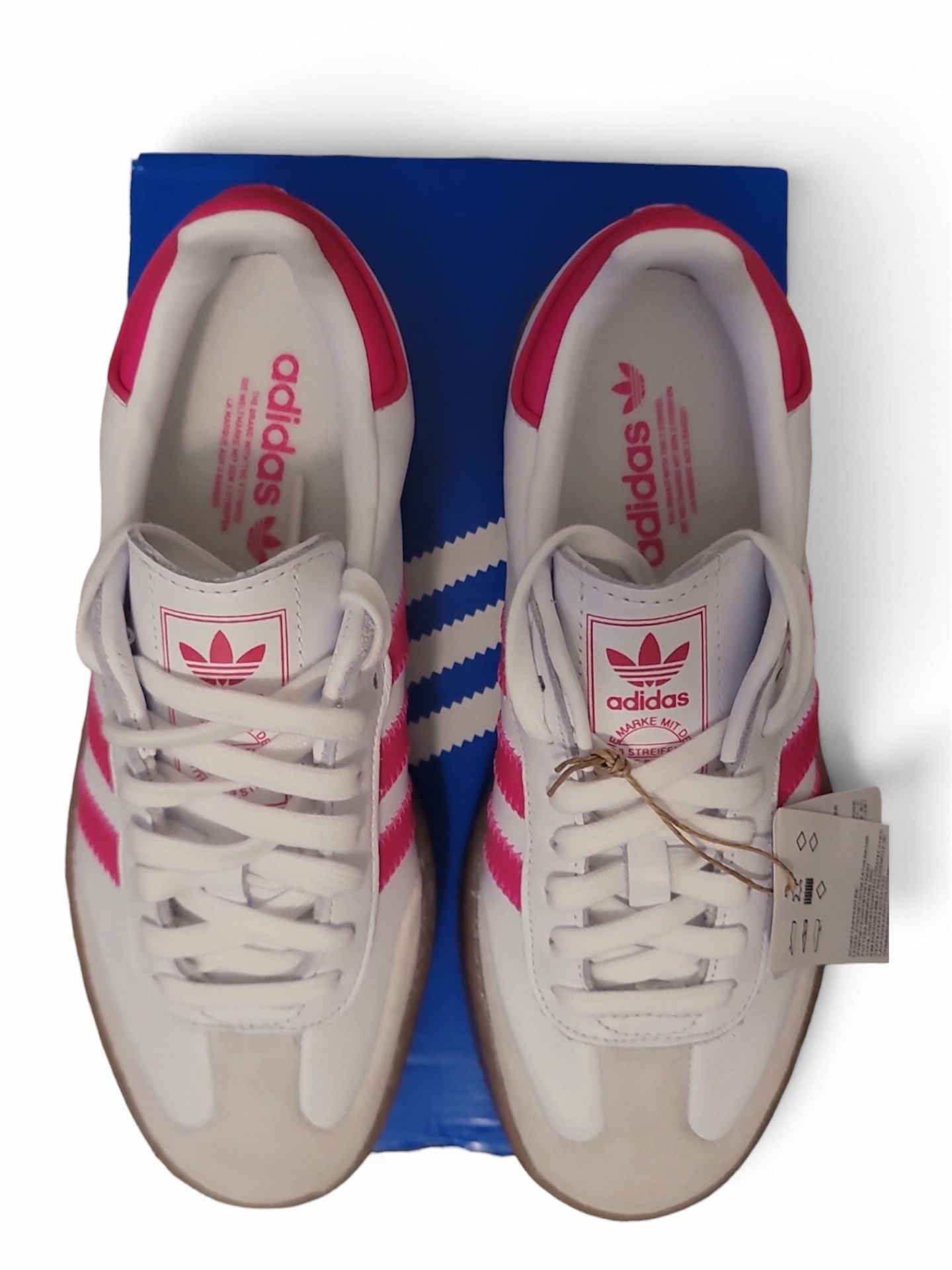 New Adidas Samba J Size 5 Youth White Shock Pink Platform Sneakers 6