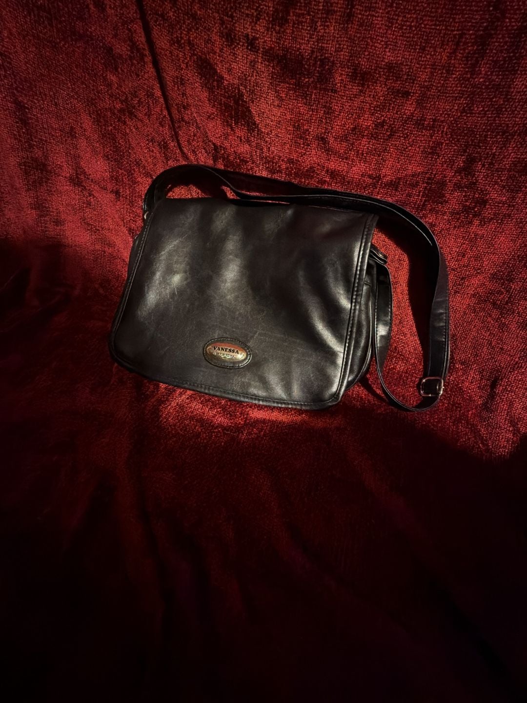 Vanessa Paris Roma Black Leather Crossbody Messenger Bag 2