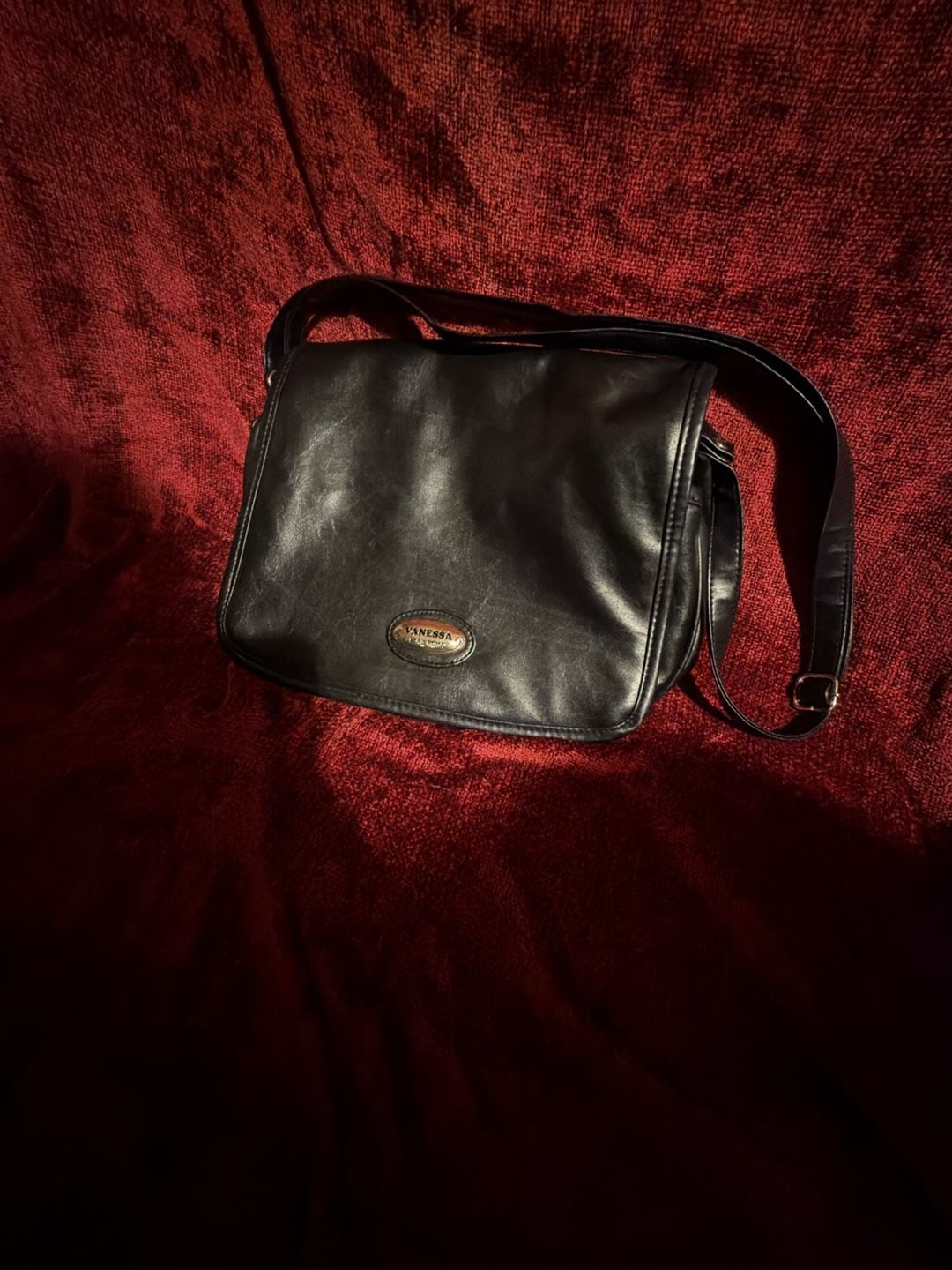 Vanessa Paris Roma Black Leather Crossbody Messenger Bag 3