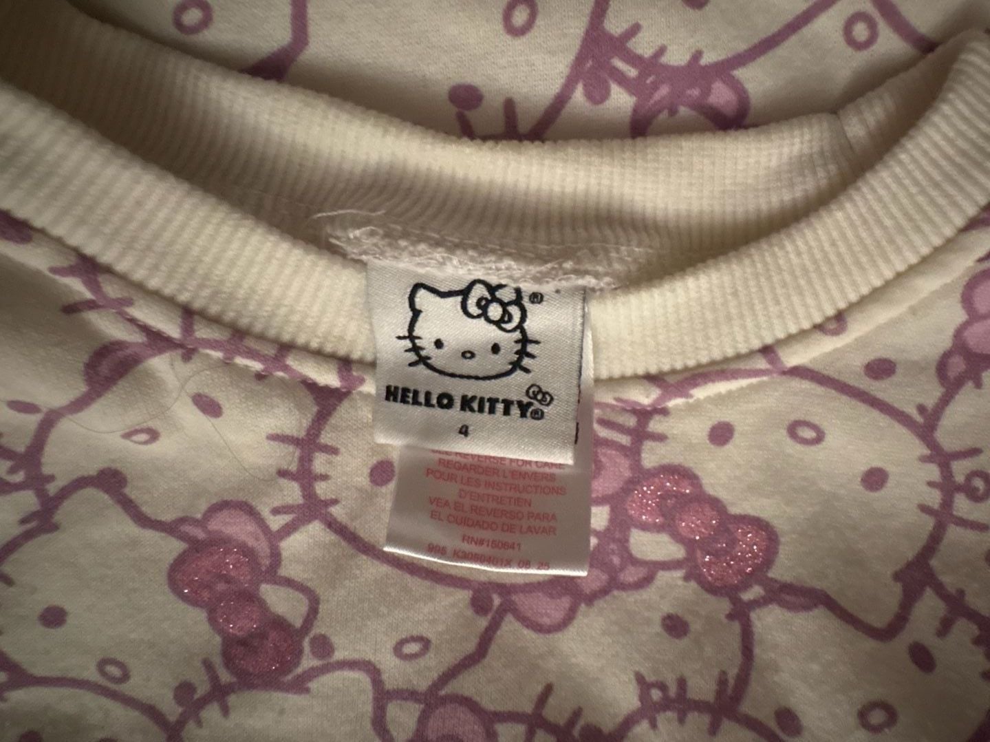 Hello Kitty Sweatshirt Size 4 Pink White All Over Print 4