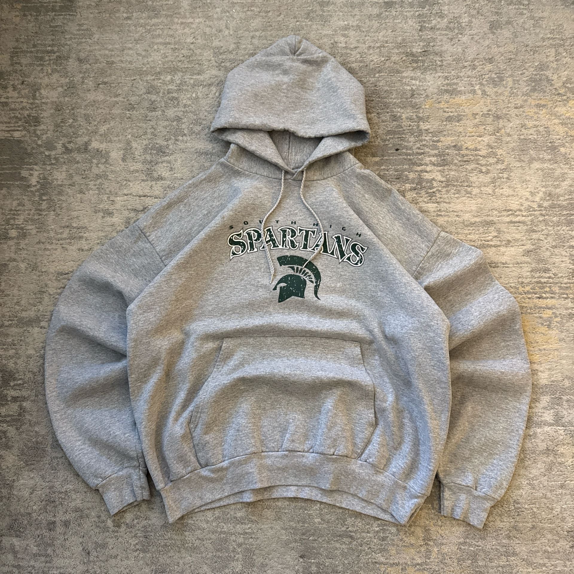 Vintage Hanes South High Spartans Hoodie Size XL Gray Pullover Sweatshirt 2