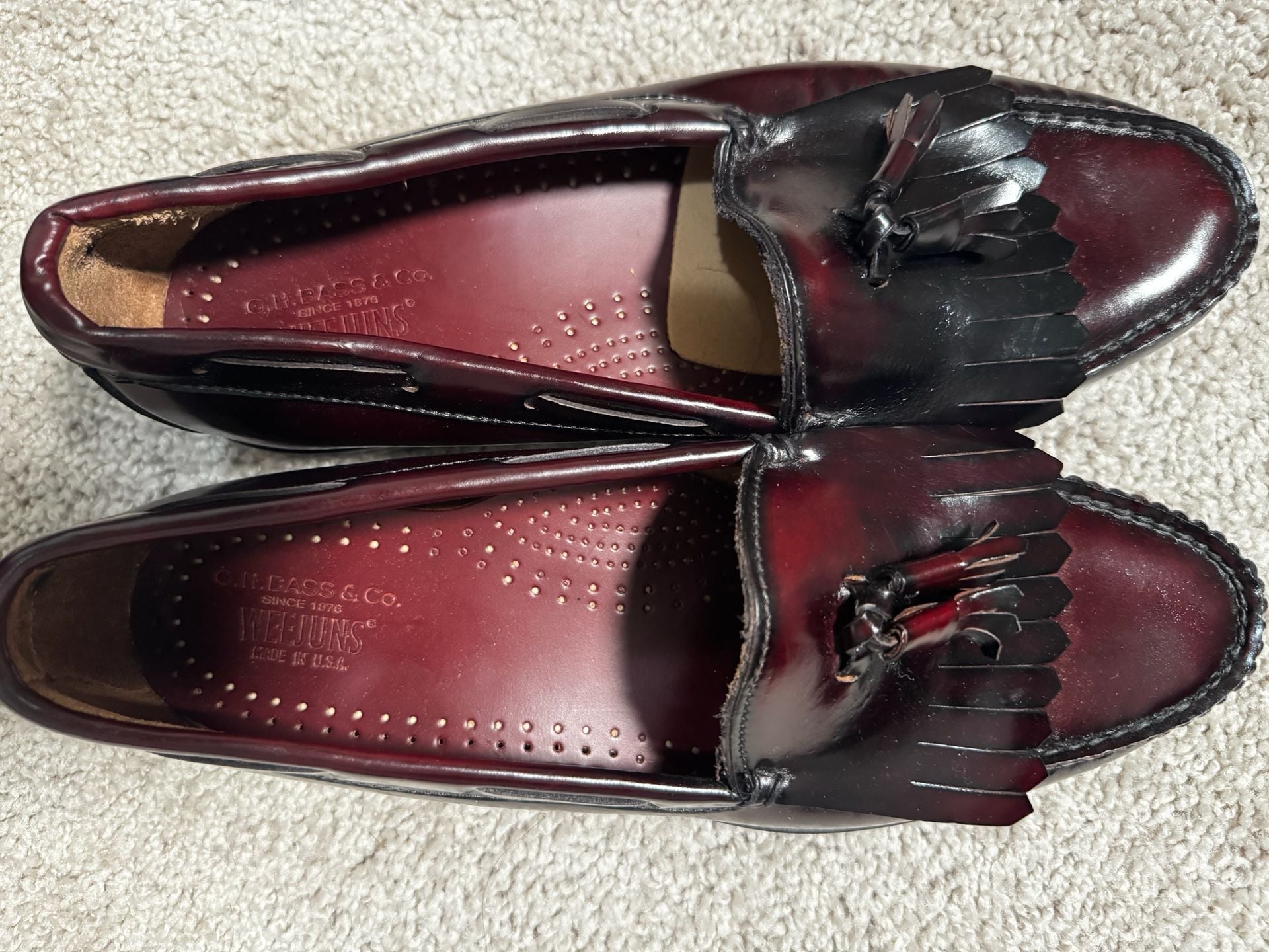 Men’s G.H. Bass Weejuns Tassel Kiltie Loafers Burgundy Leather 91/2 B 3