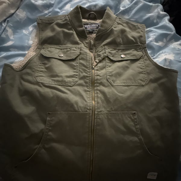 Bass Creek Outfitters Work Vest Green Sherpa Lined Canvas