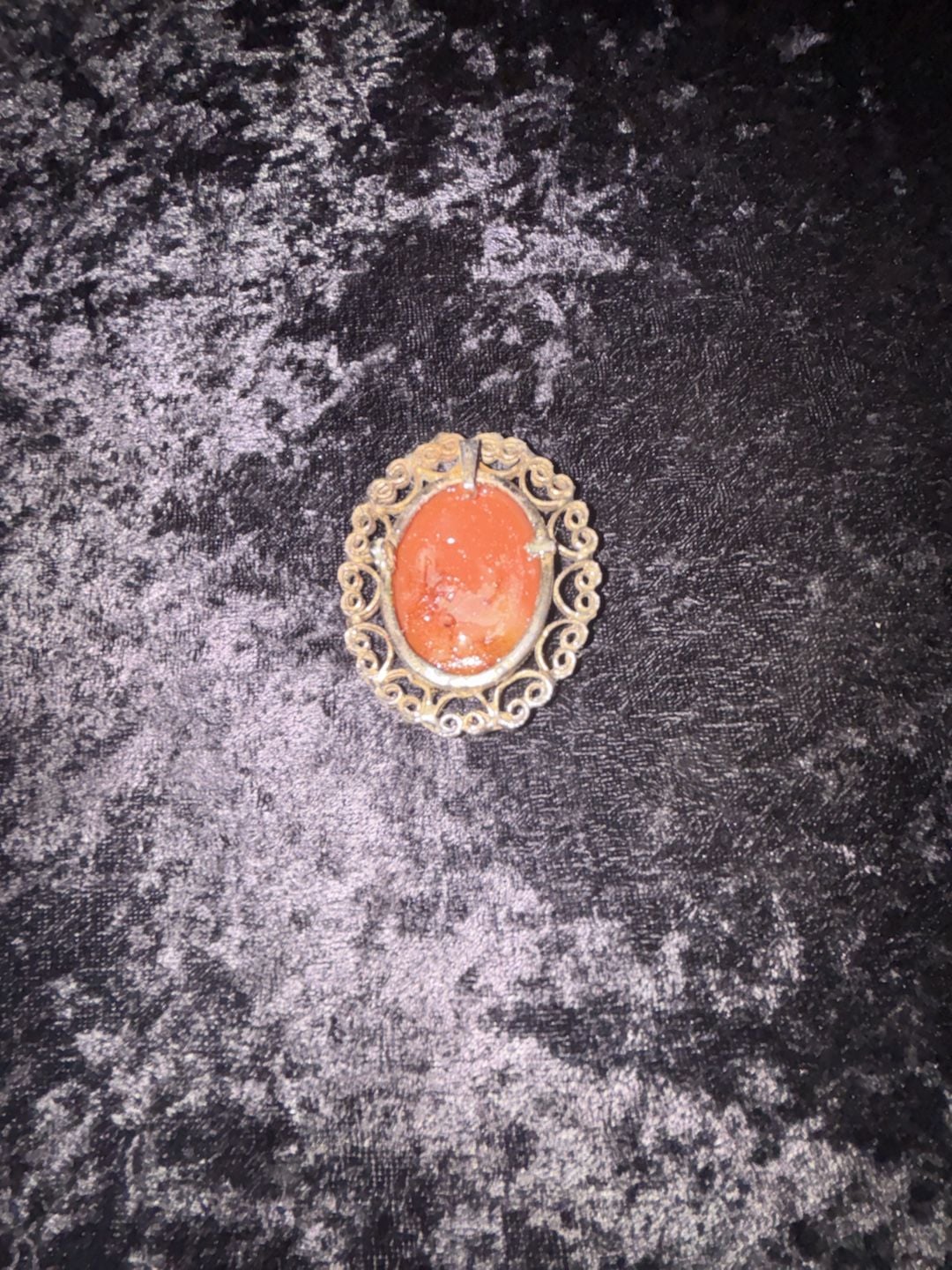 Vintage Filigree Frame Cameo Brooch Pendant 5
