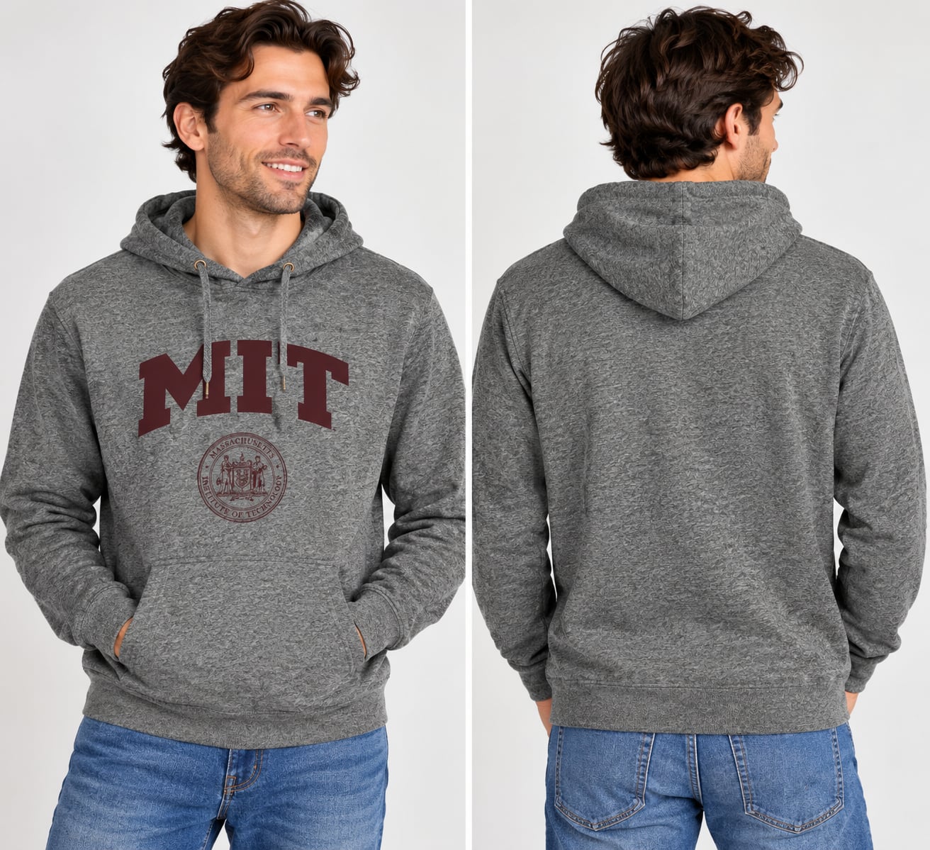League Collegiate Wear MIT Hoodie Size M Gray Triblend Sweats Pullover 2