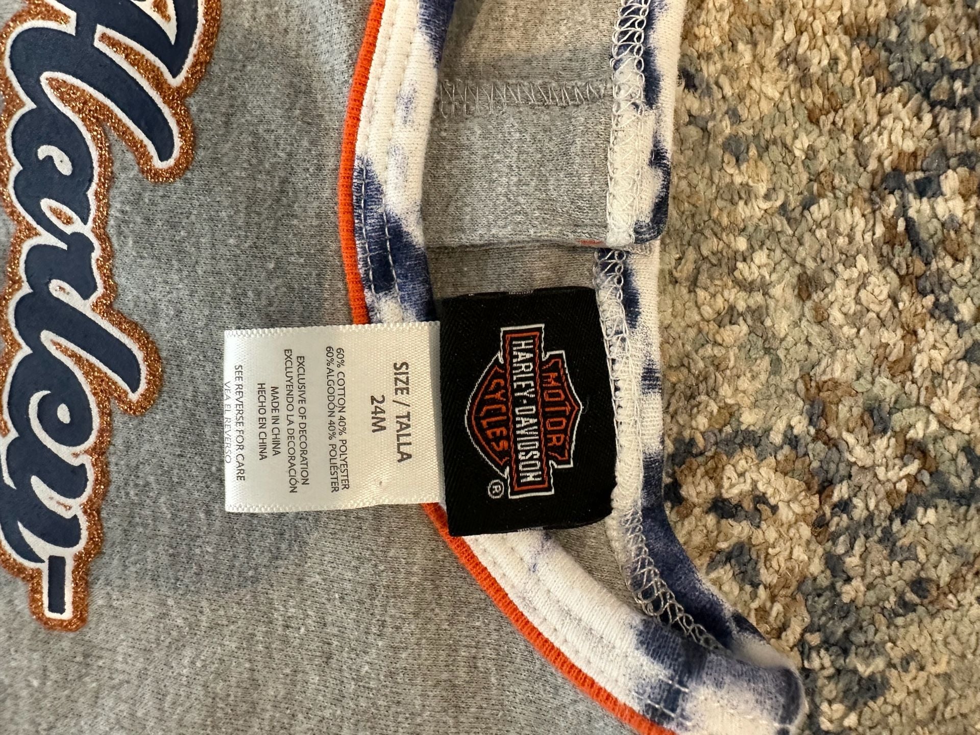 Harley-Davidson Summer Baby Romper Size 24M Gray Tie-Dye 3