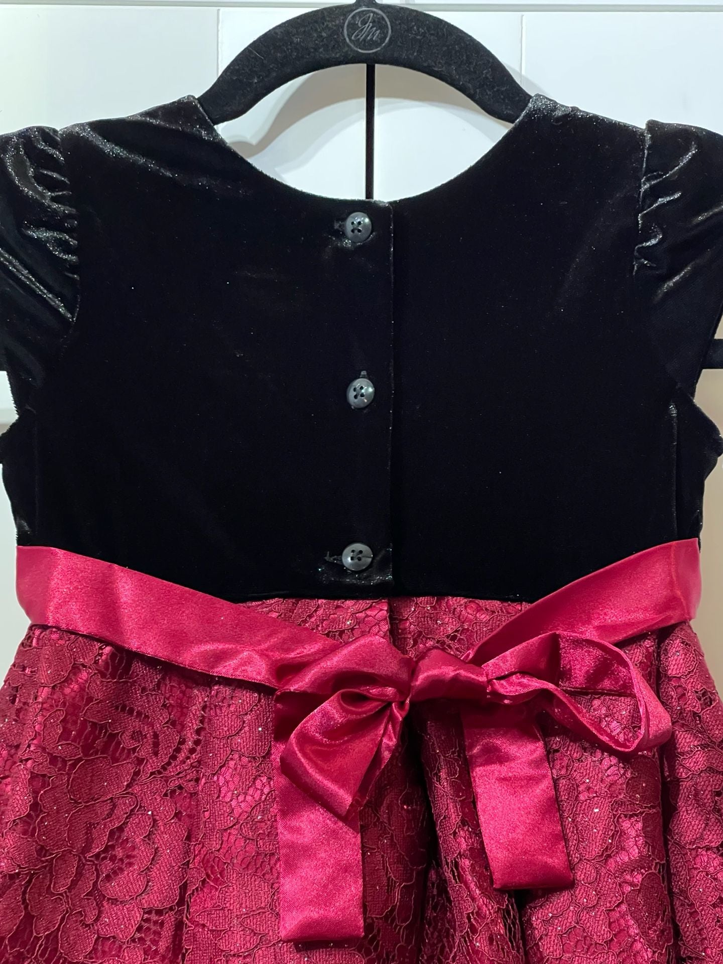 Jona Michelle Holiday Dress Size 4T Red Black Velvet Lace Bow Party 4