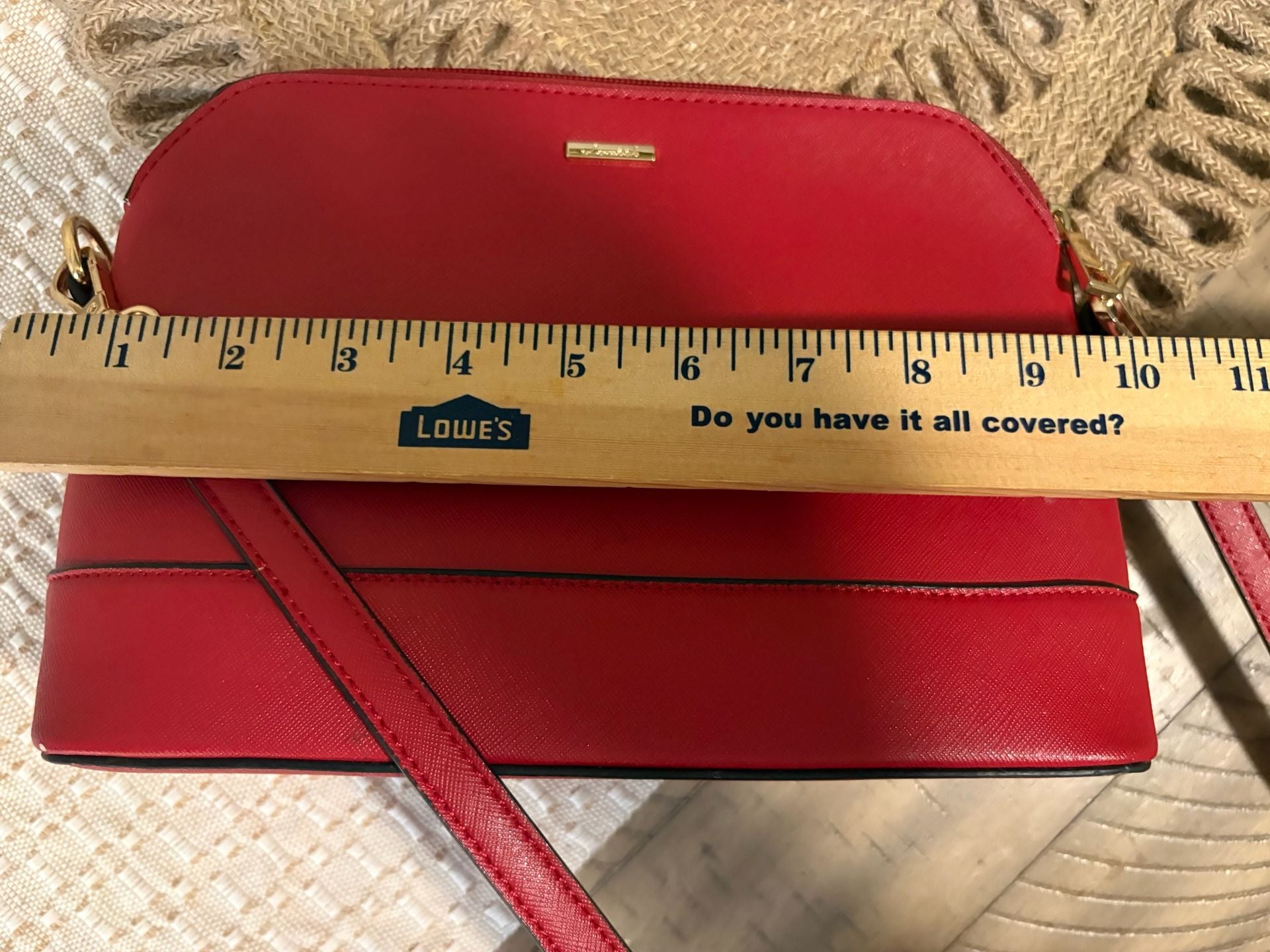 Lovevook Red Faux Leather Crossbody Bag with Gold Hardware 12