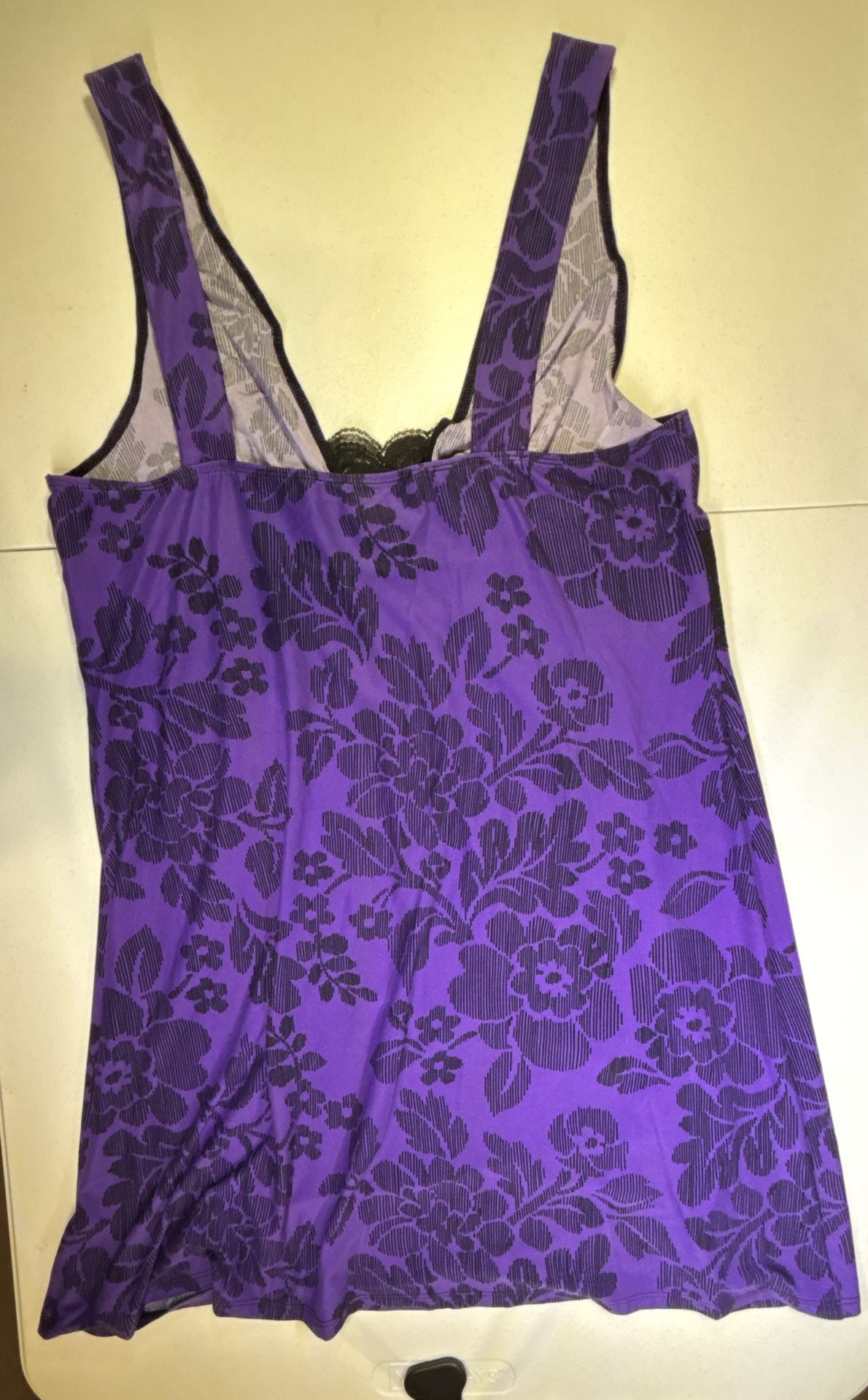 California Dynasty Nightgown Slip Dress Purple Floral Lace 3