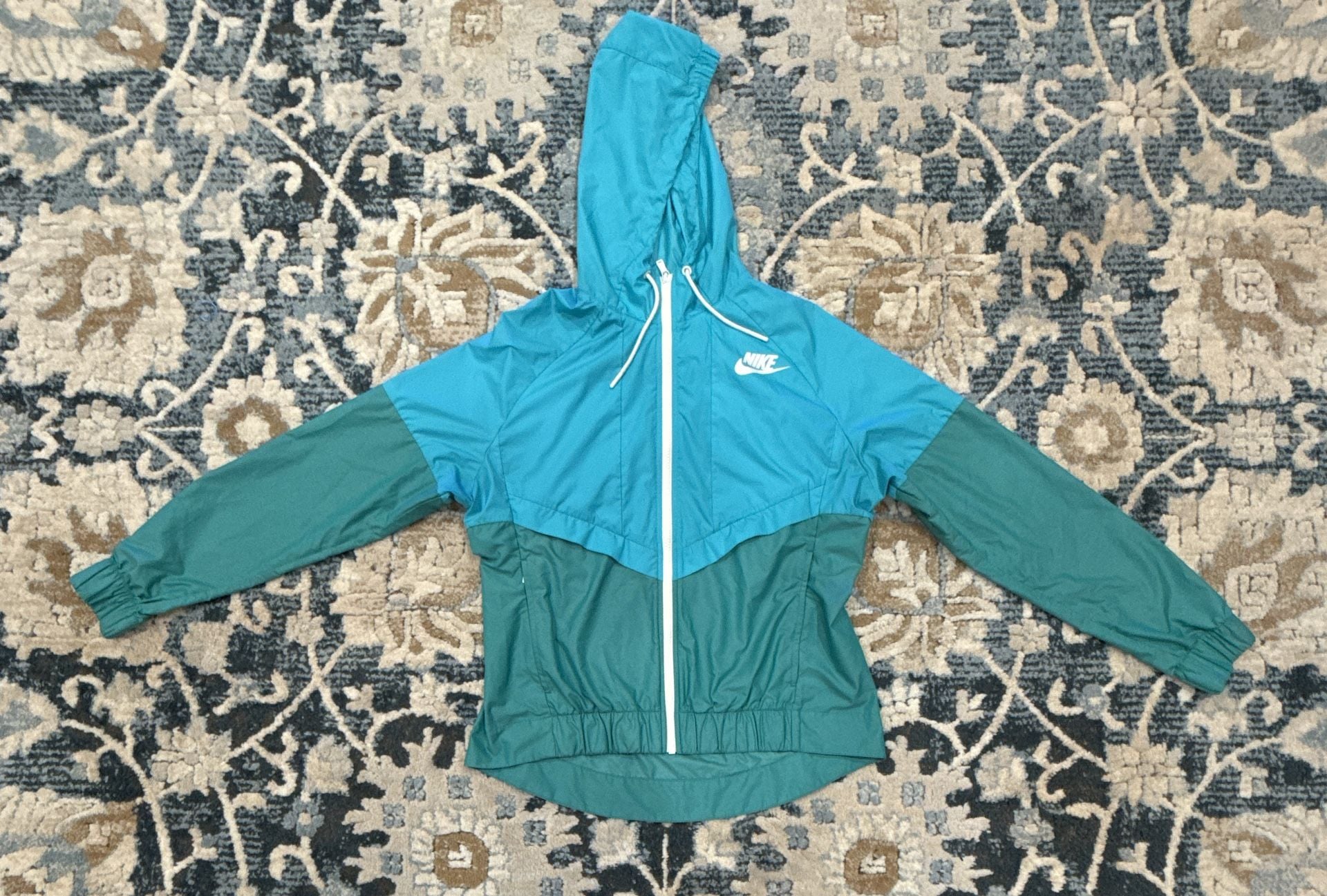 Nike Windbreaker Size M Blue Green Hooded Jacket 2