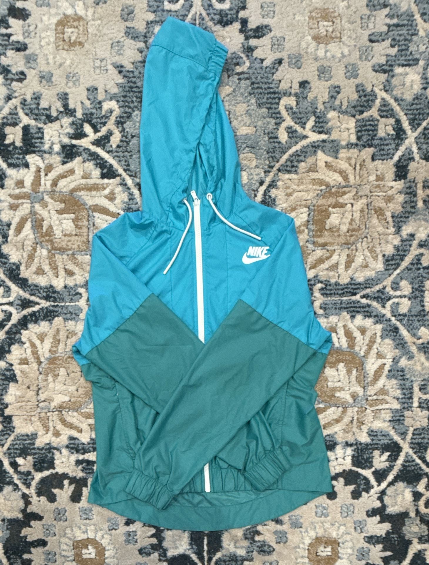 Nike Windbreaker Size M Blue Green Hooded Jacket 3