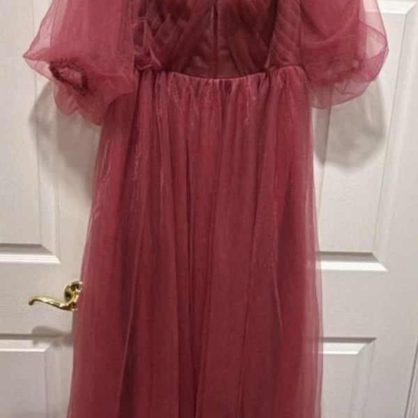 Tulle Dress Dusty Rose Pink Maxi Gown