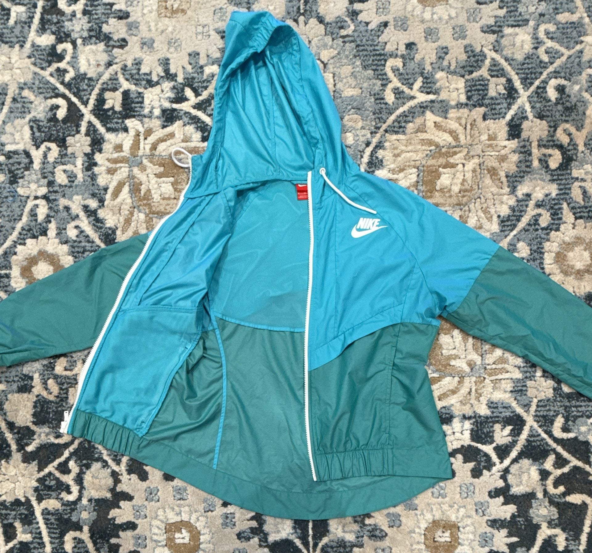 Nike Windbreaker Size M Blue Green Hooded Jacket 4