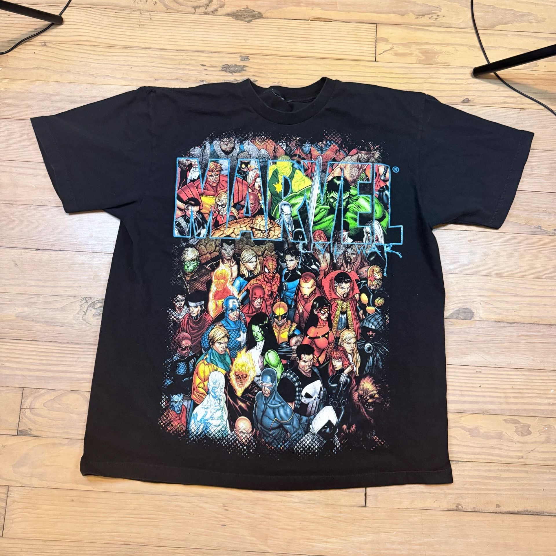 Y2K Marvel Civil War T-Shirt Black Graphic Heroes 5