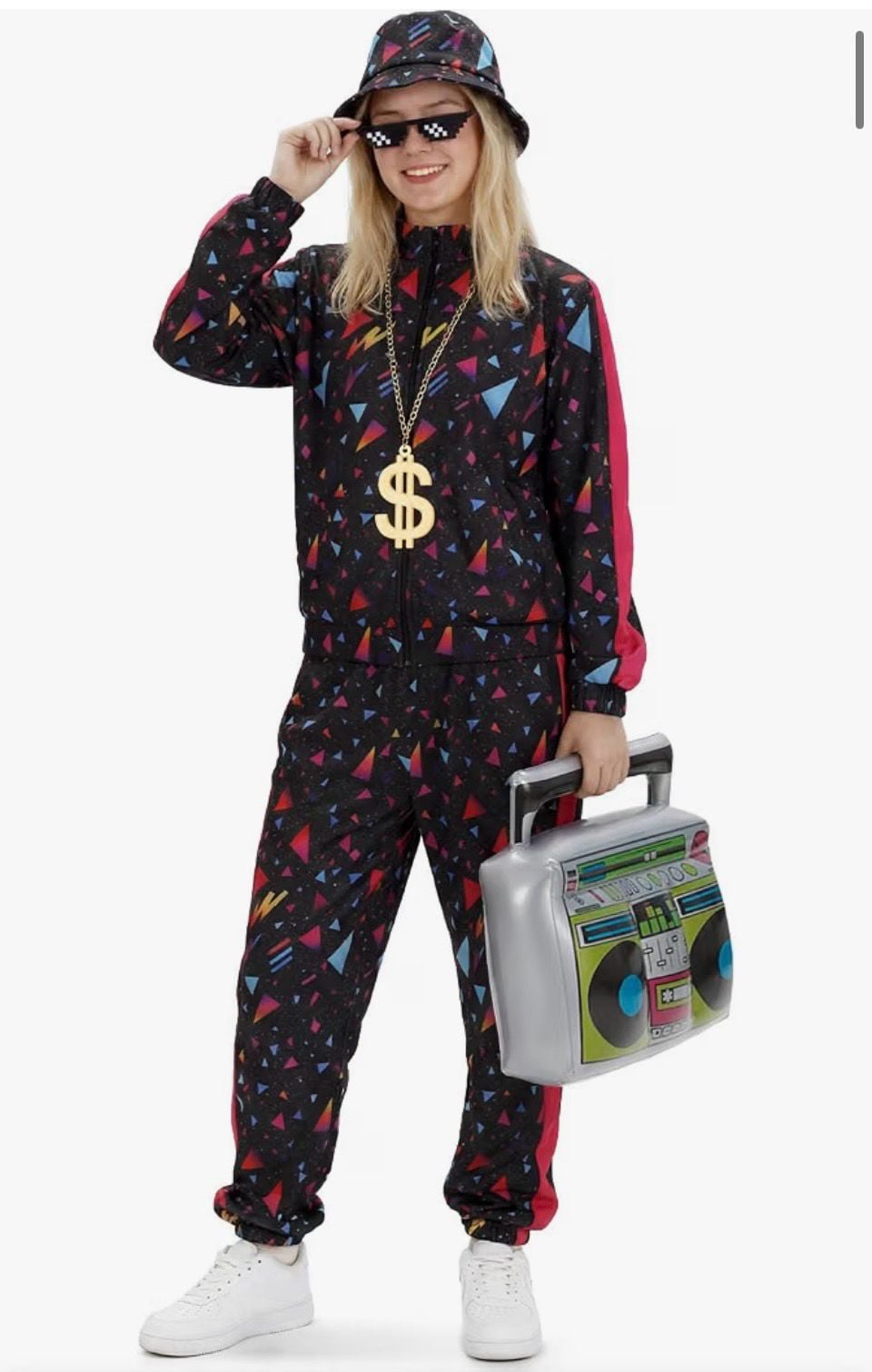 JDFAIJEAL Women 80s 90s Tracksuit Halloween Costume Set Size Large 1