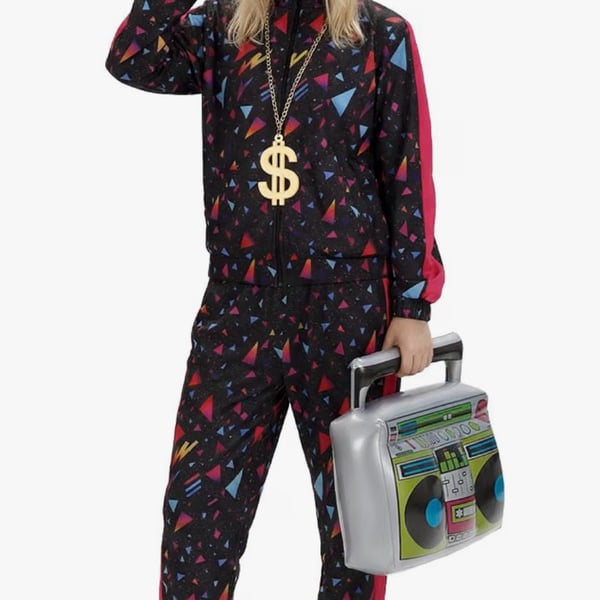 JDFAIJEAL Women 80s 90s Tracksuit Halloween Costume Set Size Large