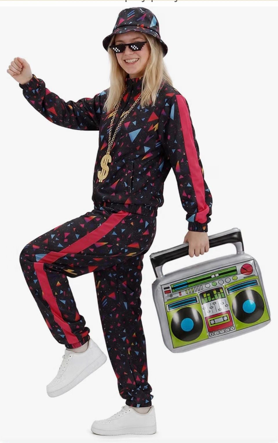 JDFAIJEAL Women 80s 90s Tracksuit Halloween Costume Set Size Large 4