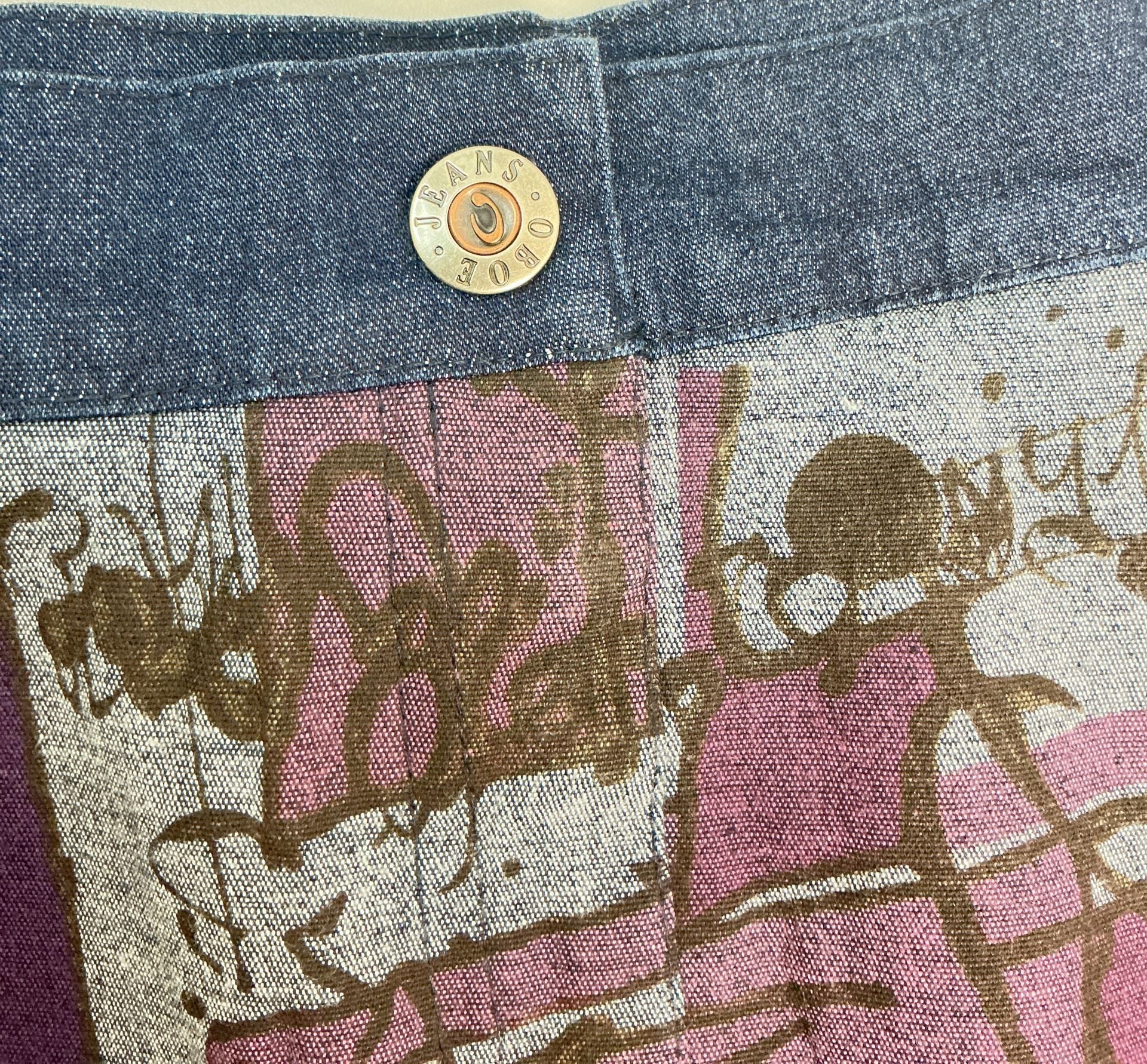 Seraph Jeans Skirt Size M Purple Multicolored Graphic Print Rhinestone 3