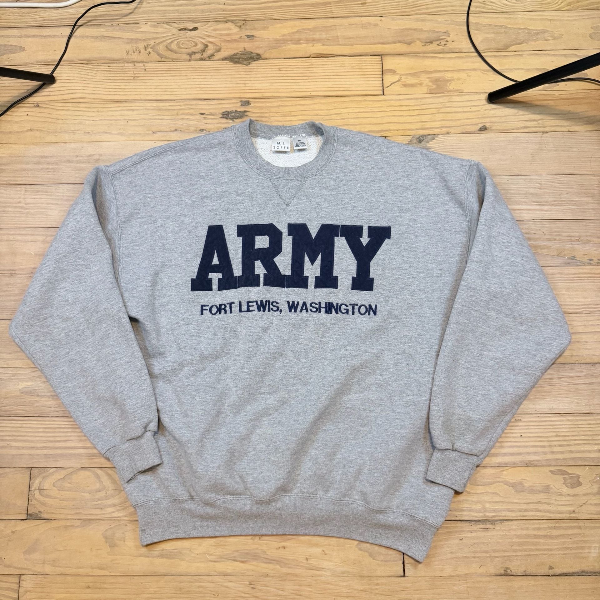 Vintage M.J. Soffe US Army Fort Lewis Washington Sweatshirt Size 2XL Grey 7